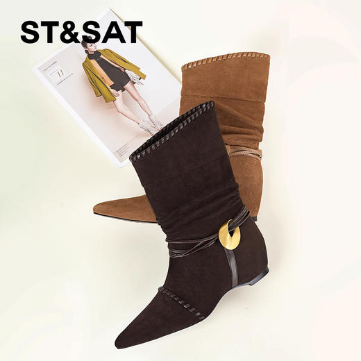 【绒里可选】星期六褶皱绑带金属扣堆堆靴SSD4116YG0/SSD4118YHF 商品图5