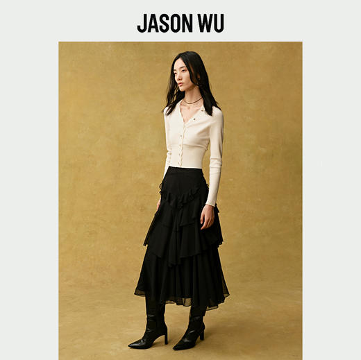 【JASON WU】(多色)秋冬新款贝壳边羊毛真丝百搭法式上衣针织开衫女 商品图0