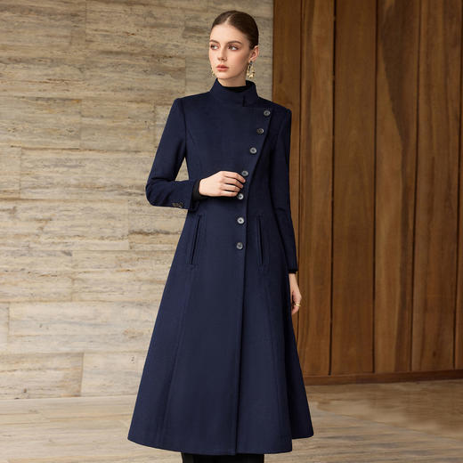 IWY/藏青色羊毛呢子大衣秋冬新款高级感气质通勤职业装外套女WC367 商品图2