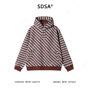 SDSA男士秋冬新款痞帅男装高街撞色斜纹按扣立领连帽卫衣百搭时尚