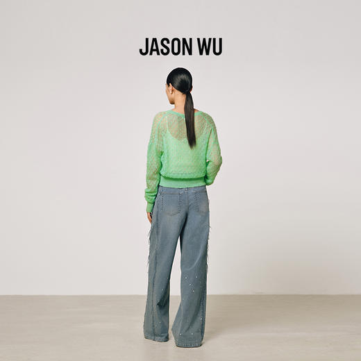 (羊驼毛)【JASON WU】(多色)25秋冬新款贝壳肌理菱格轻薄V领针织开衫女 商品图2