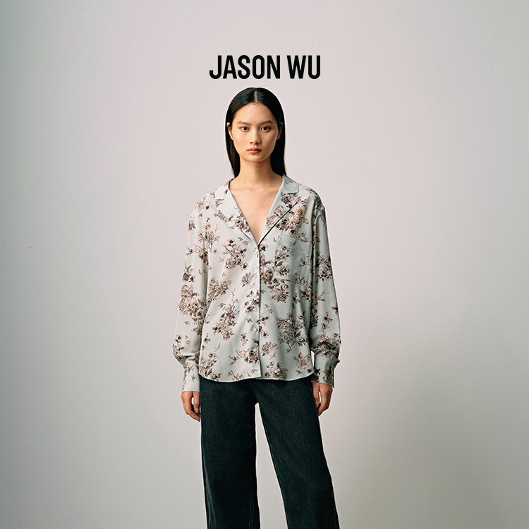 (桑蚕丝)【JASON WU】25年秋季新款真丝童话精致印花睡衣式上衣衬衫