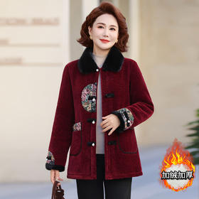 XK 9809妈妈装冬装外套加厚保暖休闲毛呢外套加绒