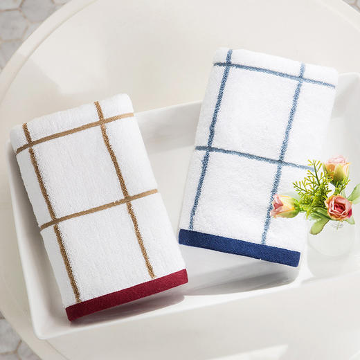 洁丽雅-条格纯棉面巾两条装 商品图1