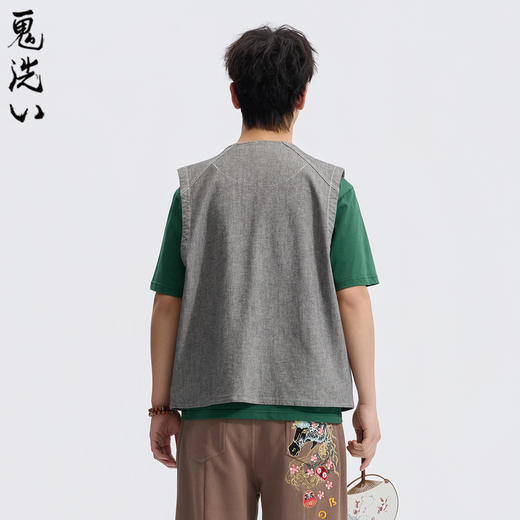 ONIARAI/鬼洗26春季新品棒系列仿手工刺绣双面牛仔马甲男 N340249 商品图2