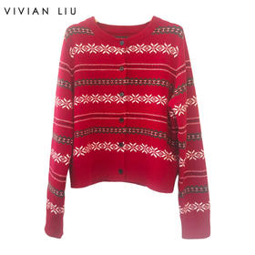 VIVIAN LIU薇薇安刘V2566305冬女装新款时尚费尔岛毛织开衫