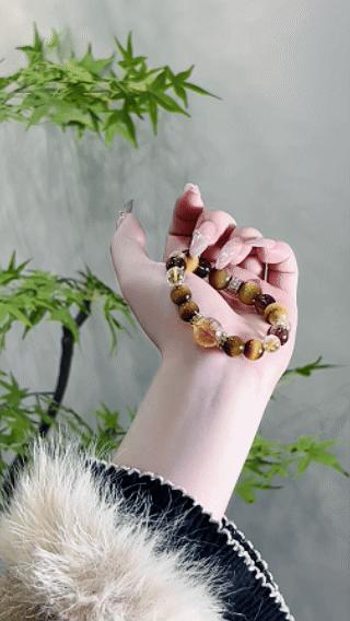 金霸大综合天然石招财金虎眼石黄塔晶设计水晶手串礼物 商品图1