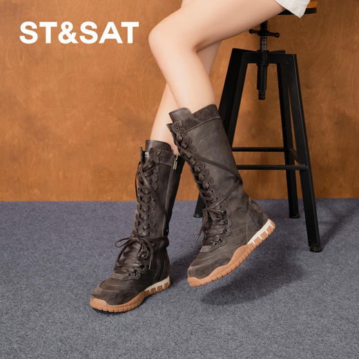 星期六复古做旧风户外运动拳击靴SSD4117197 商品图3