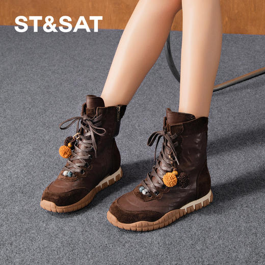 星期六复古拼接休闲户外拳击靴SSD4116193 商品图4