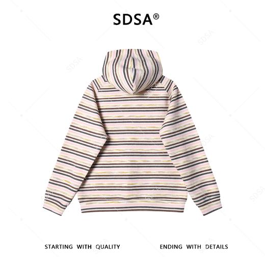 SDSA男士秋冬新款痞帅男装简约休闲植绒撞色条纹连帽卫衣百搭宽松 商品图4