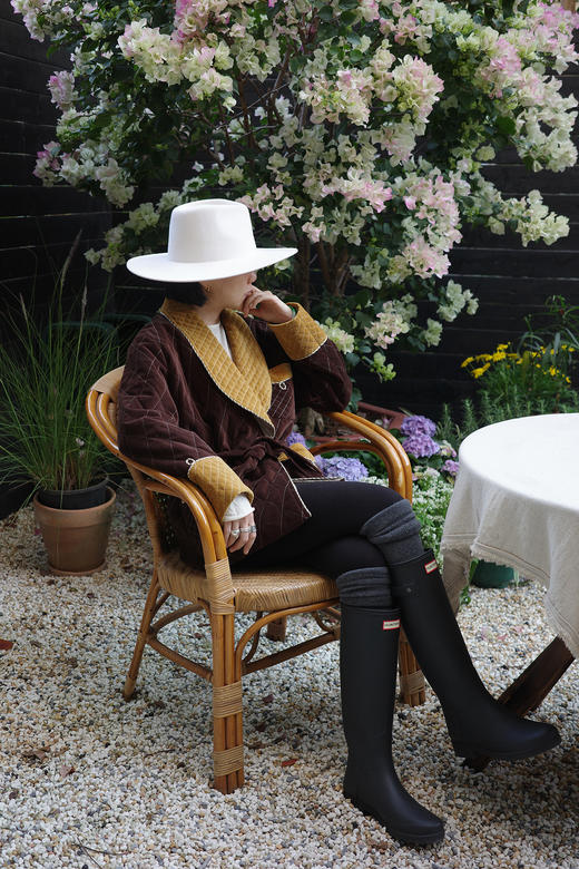 50's英伦绅士｜丝绒棕黄撞色夹棉套装｜手工拧绳 商品图4