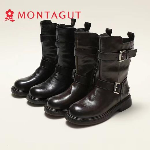D121688厚底骑士靴女双口袋英伦风复古马丁靴短靴 商品图0