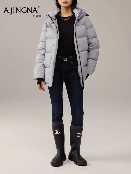 【连帽加厚】阿菁娜冬季新款通勤舒适羽绒服连帽加厚防风宽松版型F30D216032 商品图0