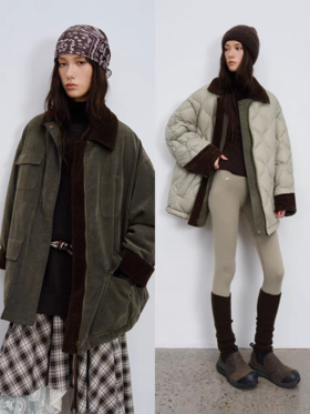 半圆/D59211122/休闲翻领两面穿水洗羽绒服