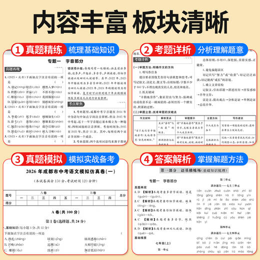 2026成都中考系统总复习语文数学化学道德与法治历史 中考锦囊初三中考四川总复习资料语文 成都中考真题卷 天府中考总复习教辅图书 商品图2