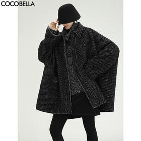 COCOBELLA轻奢羊毛大衣女秋冬质感通勤大廓形毛呢外套WL3210