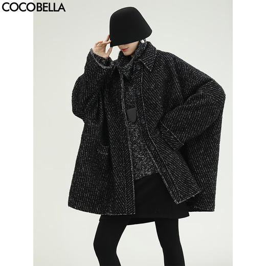 COCOBELLA轻奢羊毛大衣女秋冬质感通勤大廓形毛呢外套WL3210 商品图0
