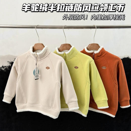 立领拉链童装卫衣！2025新款加厚羊羔绒糯糯衣柔软保暖软糯男女童加绒卫衣！ 商品图2