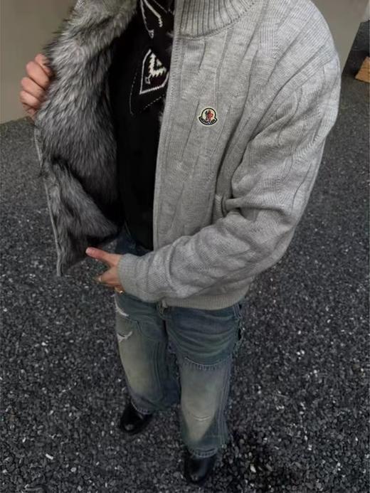 D121675荆刺绞花立领毛衣座山雕保暖外套开衫 商品图4