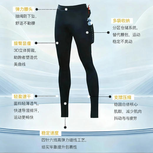 HUAPAO画跑「Chroma酷迈系列」越野马拉松运动紧身压缩长裤 商品图8