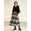 COCOBELLA英伦风格纹毛呢半身裙女秋冬气质A字大摆长裙HS3096 商品缩略图1