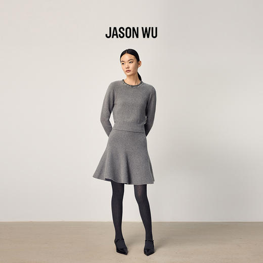 【JASON WU】2025秋冬新款简约百搭通勤修身钻饰肌理感针织衫毛衫上衣 商品图3