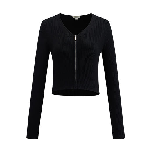 (秋冬新品)【JASON WU】(多色)25年新款高支羊毛V领拉链上衣毛衣短开衫女 商品图4