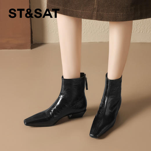 【绒里可选】星期六高级感优雅法式气质短靴SSD4116Y94/SSD4118YJV 商品图3