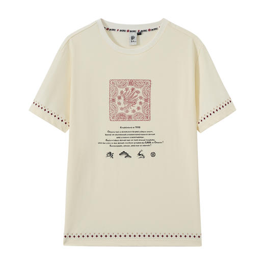 ONIARAI/鬼洗26春季新品拓印风腰果花编织休闲短袖T男 B840292 商品图3