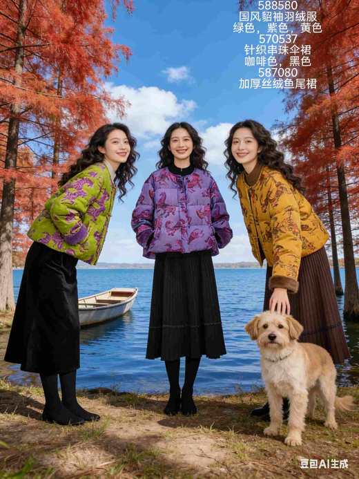 588580新中式国风短款水貂袖羽绒服 商品图0