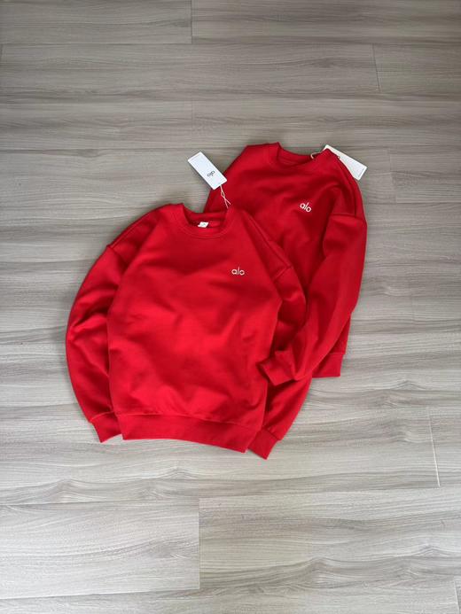 D121692秋冬新款中国红圆领加绒卫衣男女同款 商品图1