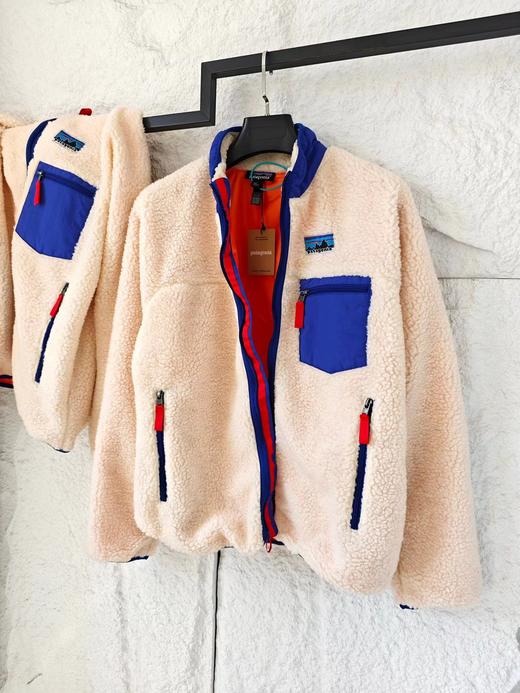 D121674拼色复古保暖叠穿柔软立领外套抓绒衣 商品图1