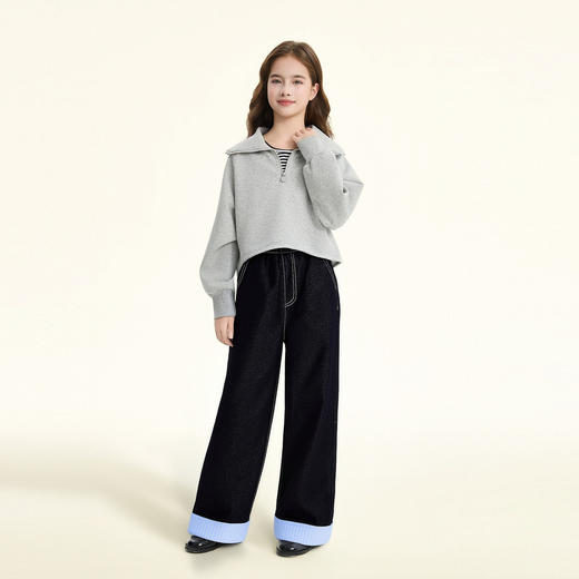 笛莎Deesha 童装女童裤子2026春新款牛仔直筒裤 商品图2