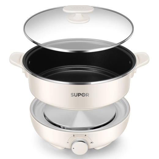 苏泊尔（SUPOR）分体式电火锅多用途锅家用多功能电热锅电煮锅无极旋钮操控4L大容量网红不粘锅1300W大功率H27YK37 商品图3