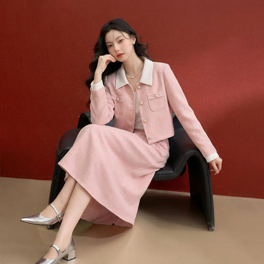 西遇小香风半身裙套装女秋季新款法式短款衬衣外套两件套V0055471/SS051441 商品图0