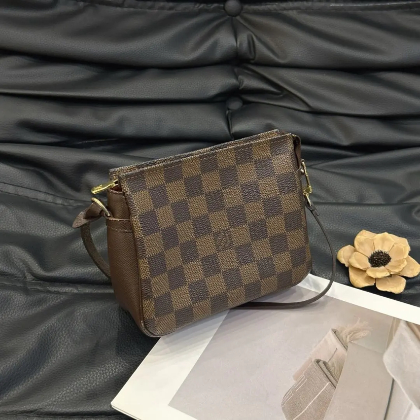 LV 中古 棕棋盘格 方胖子 麻将包