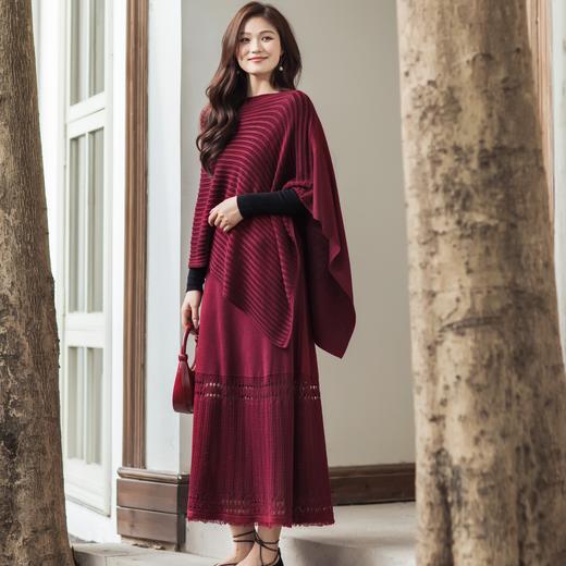 【林栖设计小店】假日云游|肌理感酒红色披肩优雅静奢2026早春新款围巾女G2961318 商品图2