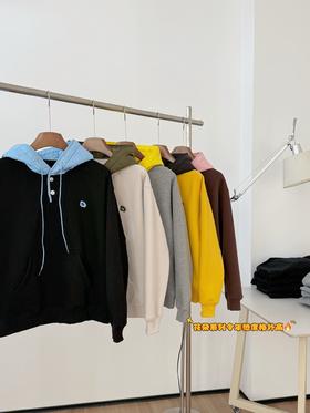 时尚撞色连帽卫衣