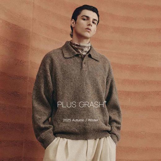 潮牌PLUS CRASH羊毛混纺老钱风翻领针织衫保暖毛衣PC55SW76 商品图2
