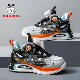 巴布豆男童运动鞋秋季中大童男孩旋转扣篮球鞋儿童皮面跑步鞋