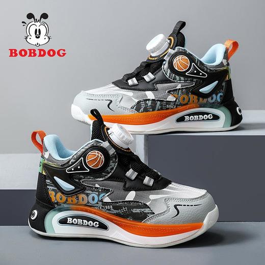 巴布豆男童运动鞋秋季中大童男孩旋转扣篮球鞋儿童皮面跑步鞋 商品图0
