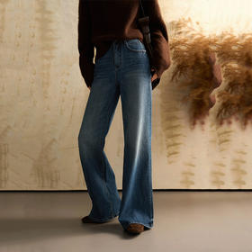 cosAcosB冬季加绒加厚复古水洗微喇拖地牛仔裤68896（下单3-5天发货）