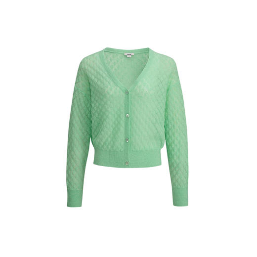 (羊驼毛)【JASON WU】(多色)25秋冬新款贝壳肌理菱格轻薄V领针织开衫女 商品图6