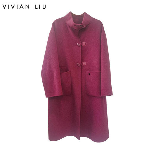 VIVIAN LIU薇薇安刘A2559319秋女装新款立领皮扣中长款大衣 商品图0