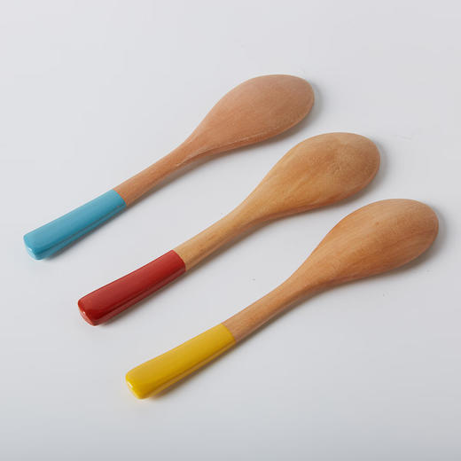 分色木质长柄勺子调羹咖啡勺甜品勺3支装 商品图3
