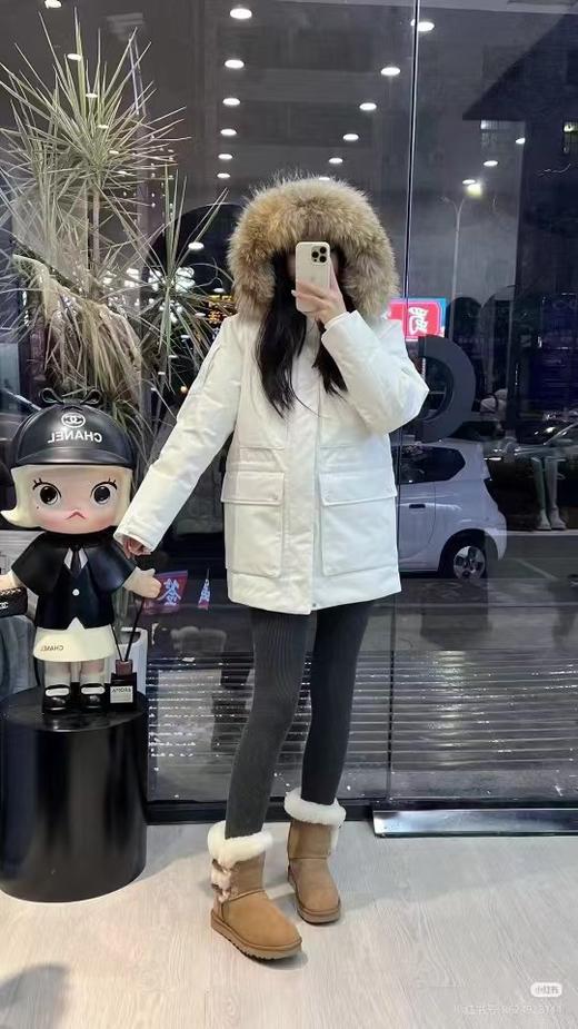 D121698貉子毛领工装派克服连帽羽绒服百搭通勤男女情侣款 商品图10