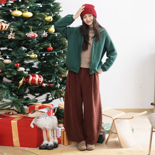 绽放818朵/连帽棉摇粒绒开襟长袖卫衣女松弛慵懒感休闲开衫外套 商品图3