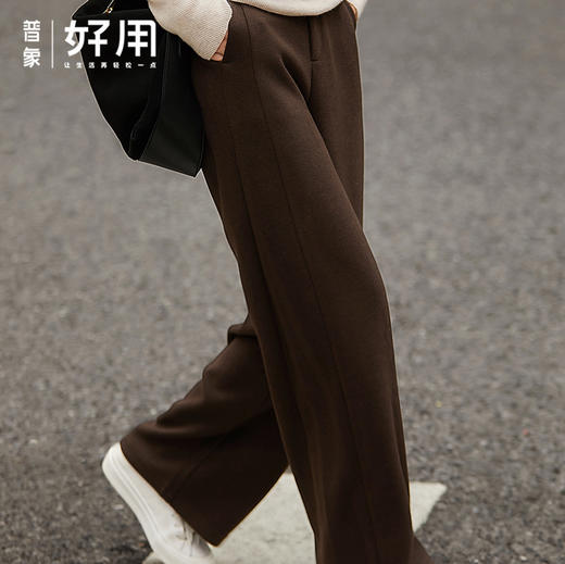 卷卷紫休闲阔腿细条纹西装裤 商品图0