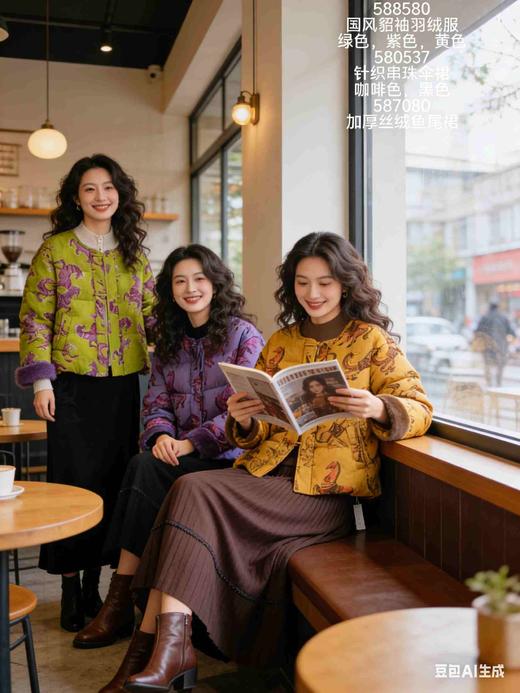 588580新中式国风短款水貂袖羽绒服 商品图3