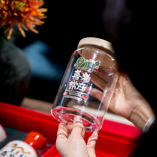 福旺人顺手提2号·滋补系列【单玻璃罐+4小罐+单杯+西洋参+黑枸杞】120元一套/一箱10套 商品图1